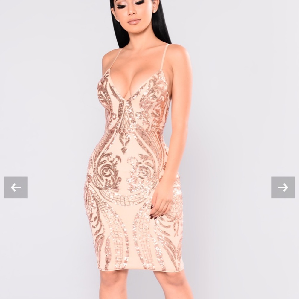 Rose gold sequin dress
